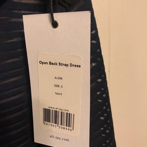 NEW Ali Jay navy stripe knee length dress - Picture 4 of 8